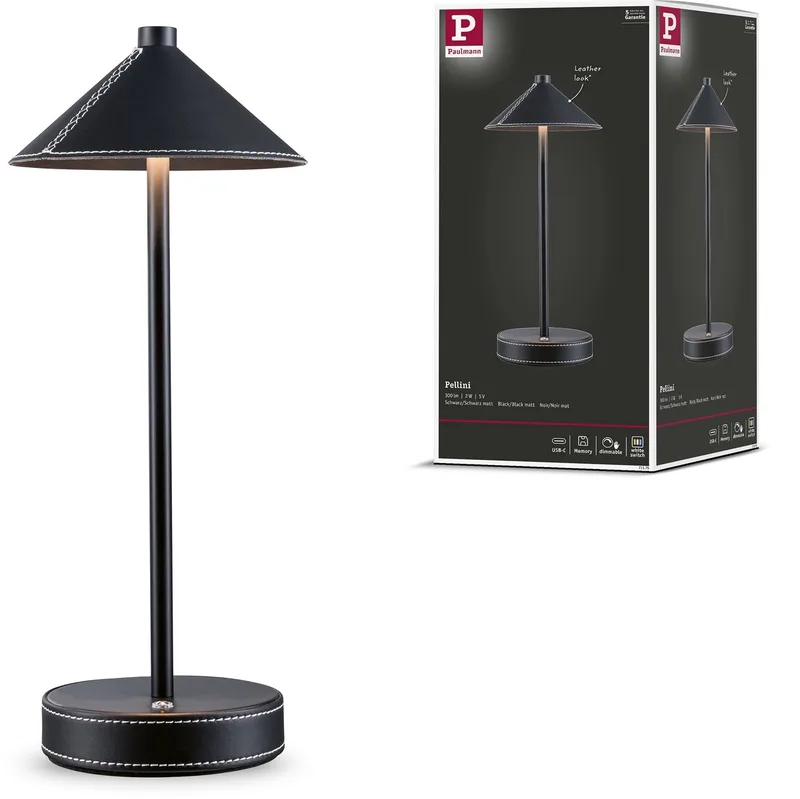 Mobiele tafellampen Pellini White Switch 300lm 2W van Paulmann in Zwart mat – productfoto