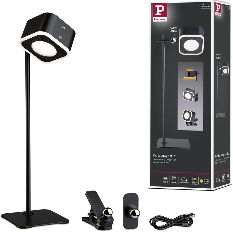 Mobiele tafellampen Varia White Switch 160lm / 40lm 1,6W / 0,4W fra Paulmann i Sort – produktbillede
