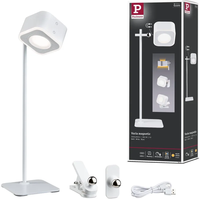 Mobiele tafellampen Varia White Switch 160lm / 40lm 1,6W / 0,4W von Paulmann in Weiß – Produktfoto
