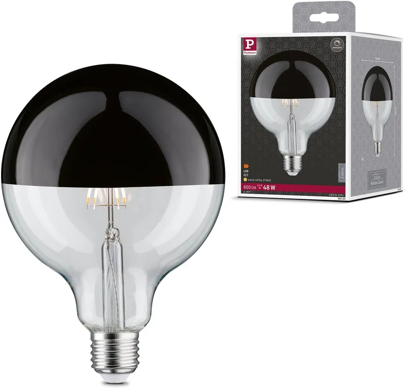 Paulmann 28680 LED CEE F (A - G) E27 forme de globe 6.5 W = 48 W blanc chaud (Ø x H) 125 mm x 174 mm à intensité variable 1 pc(s) de Paulmann – photo produit