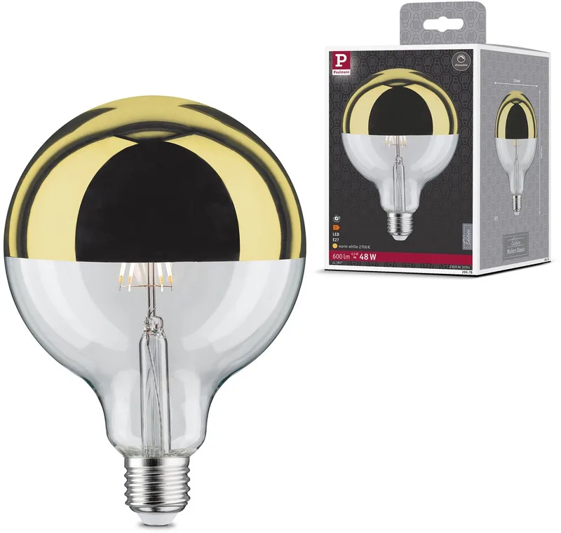 Paulmann 28678 LED CEE F (A - G) E27 forme de globe 6.5 W = 48 W blanc chaud (Ø x H) 125 mm x 174 mm à intensité variable 1 pc(s) de Paulmann – photo produit