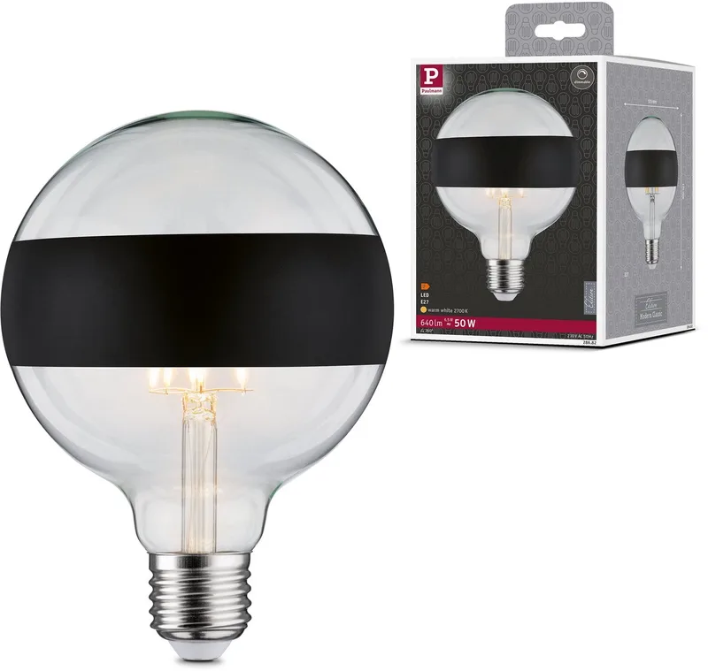 Modern Classic Edition Standaard 230 V LED Globe Ringspiegel E27 640lm 6,5W 2700K dimbaar Ringspiegel zwart mat fra Paulmann – produktbillede