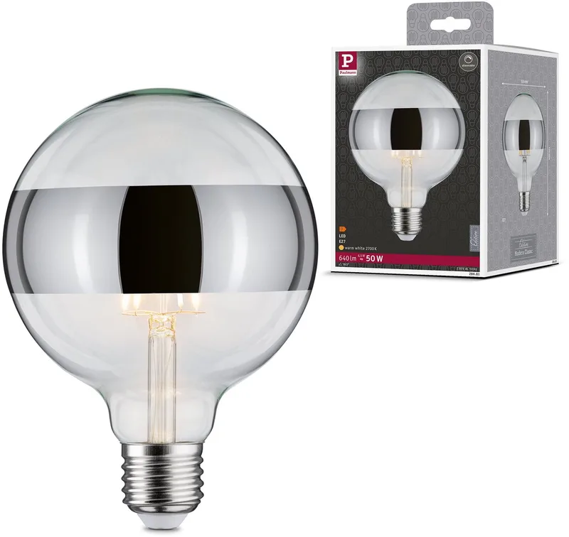 Paulmann 28681 LED CEE F (A - G) E27 forme de globe 6.5 W = 50 W blanc chaud (Ø x H) 125 mm x 174 mm à intensité variable 1 pc(s) de Paulmann – photo produit