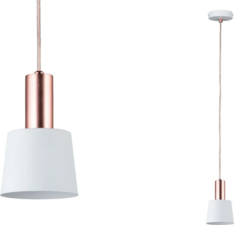 Neordic Haldar-hanglamp-mat koper de Paulmann en Cuivre, Blanc – photo produit