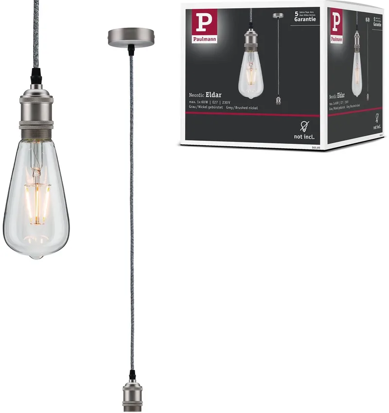 Eldar 50385 Luminaire à suspendre LED E27 gris, nickel de Paulmann en Gris, Nikkel – photo produit
