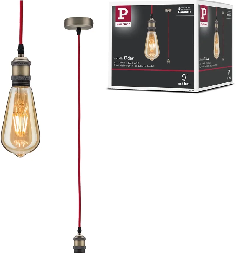 Eldar 50386 Deckenleuchte LED E27 Rot, Nickel (gebürstet) von Paulmann in Rot, Nikkel geborsteld – Produktfoto