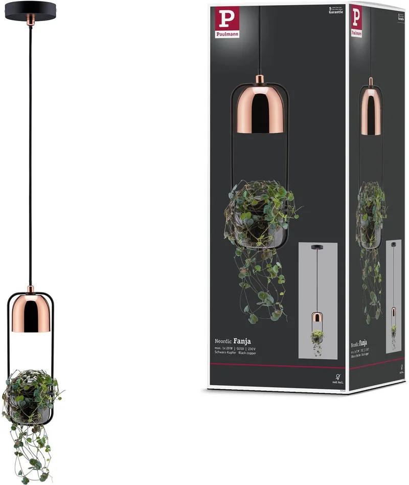 Luminaire à suspendre Paulmann Fanja 79749 Ampoule spéciale GU10 20 W cuivre, noir de Paulmann en Noir, Cuivre – photo produit
