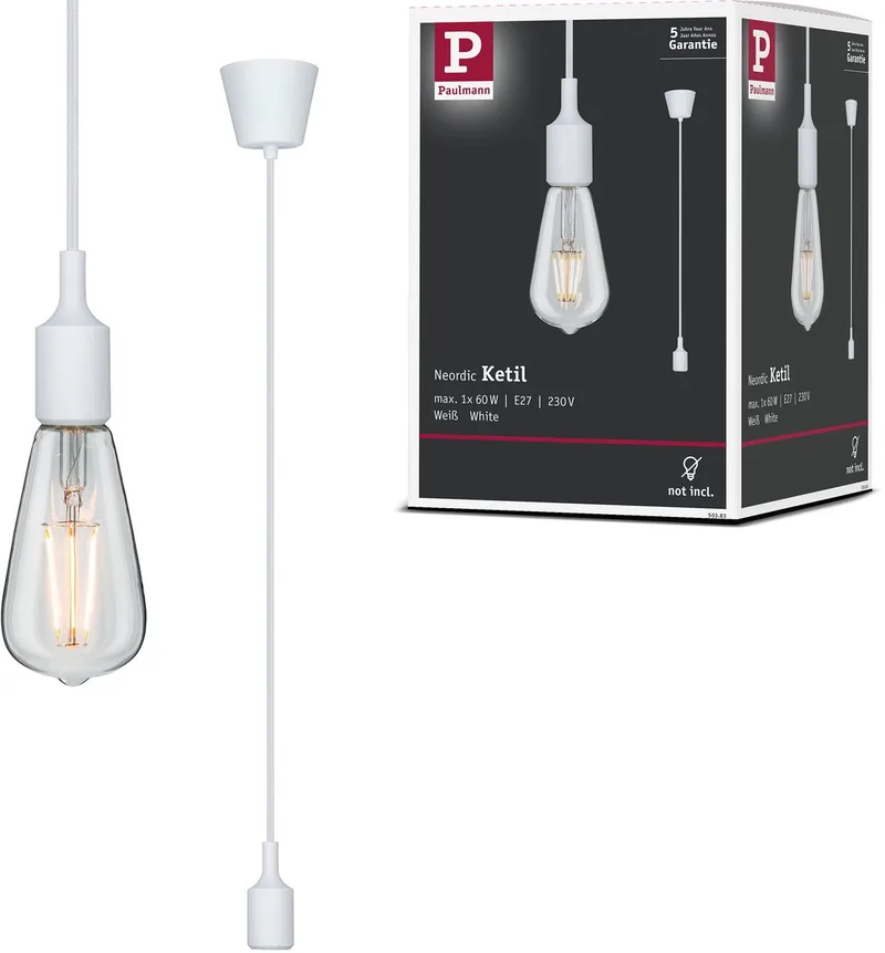 Neordic Hanglamp Ketil E27 max. 60W dimbaar Silicon, Kunststof van Paulmann in Wit – productfoto