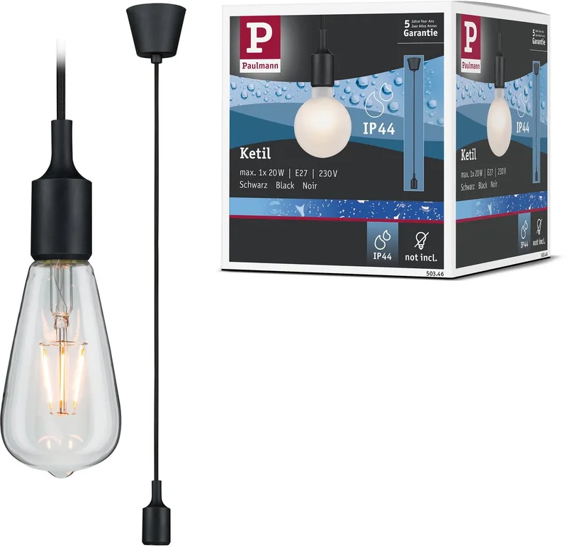 Neordic Hanglamp Ketil IP44 E27 max. 20W dimbaar Silicon, Kunststof från Paulmann i Svart – produktbild