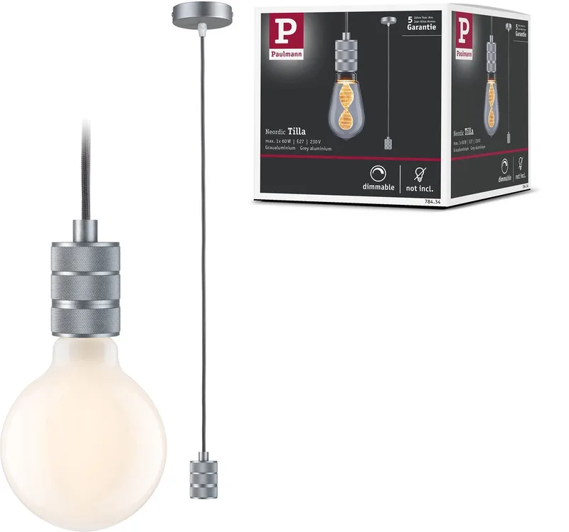 Neordic Hanglamp Tilla E27 max. 60W dimbaar Metaal de Paulmann en Alu – photo produit