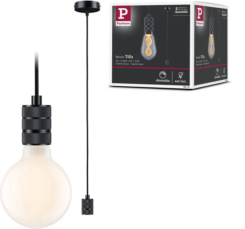 Neordic Hanglamp Tilla E27 max. 60W dimbaar Metaal fra Paulmann i Sort – produktbillede