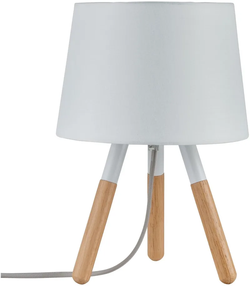 Neordic Berit 79646 Tischlampe LED E27 20 W Weiß, Holz von Paulmann in Weiß, Hout – Produktfoto