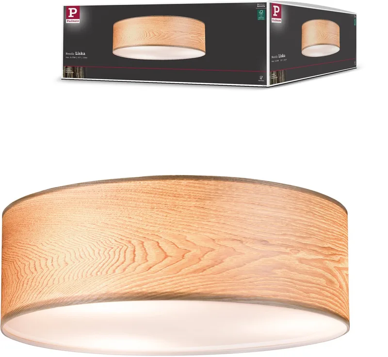 Liska loftslampe i lyst træ fra Paulmann i Hout – produktbillede