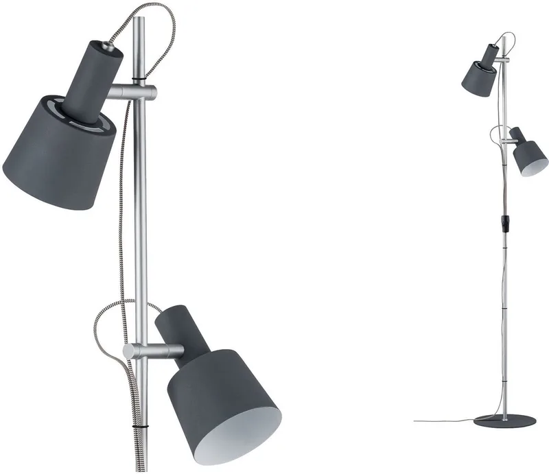 Neordic Haldar 79690 Standerlampe LED (RGB) E14 40 W Mørkegrå , Krom (mat) fra Paulmann i Mørkegrå, Chroom mat – produktbillede