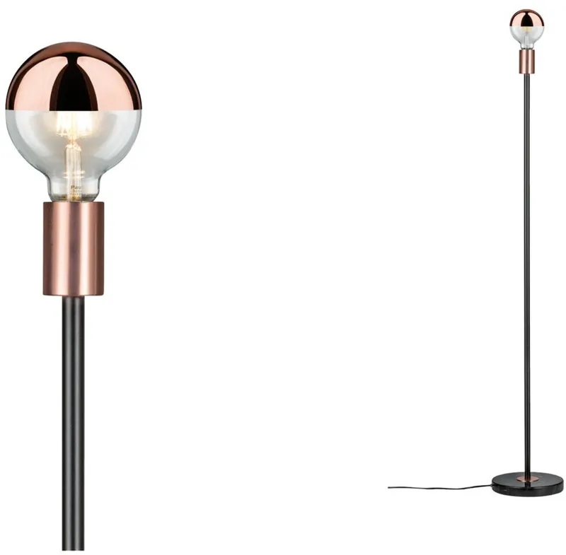 Neordic Staande lamp Nordin E27 max. 20W Zwart, Koper mat Marmer, Metaal van Paulmann in Zwart, Koper mat – productfoto