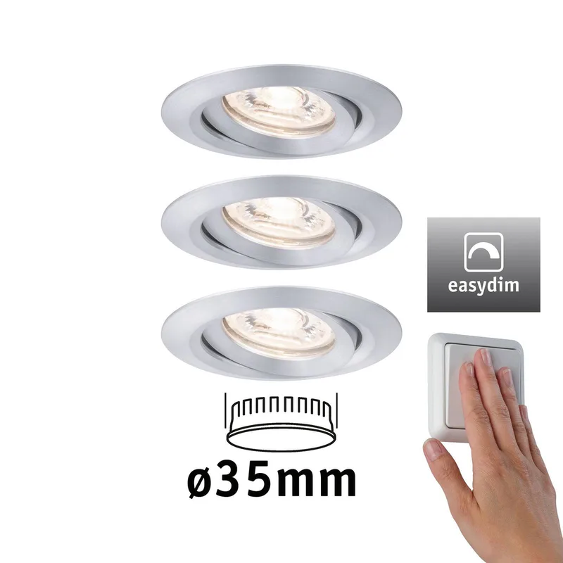 Nova Mini plus LED easydim per 3 alu de Paulmann en Aluminium – photo produit