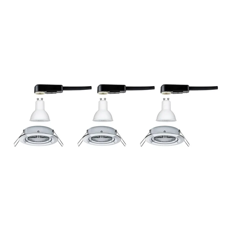Paulmann 93470 Spot encastrable jeu de 3 LED GU10 19.5 W chrome (brillant) de Paulmann en Chrome, Argent – photo produit