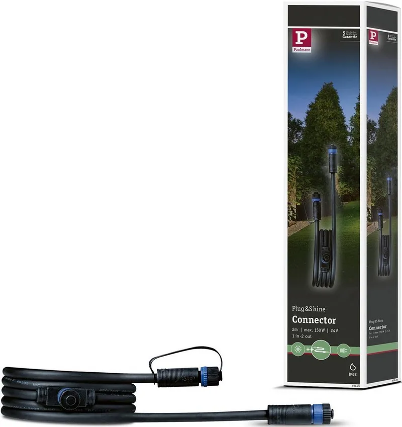 Plug & Shine 93926 Kabel 2m, 1 in/2 ut från Paulmann i Svart – produktbild