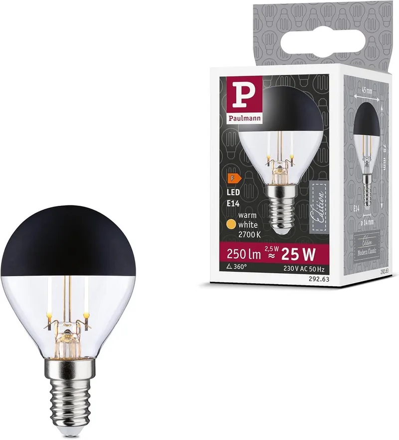 Paulmann 29263 Modern Classic Edition Standaard 230V LED Drop Reflector E14 250lm 2.5W 2700K Reflector Matzwart fra Paulmann – produktbillede