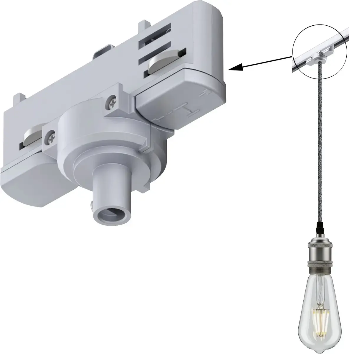 Paulmann 91385 91385 Elément pour système déclairage sur rail haute tension Suspension pendulaire ProRail3 de Paulmann en Argent – photo produit