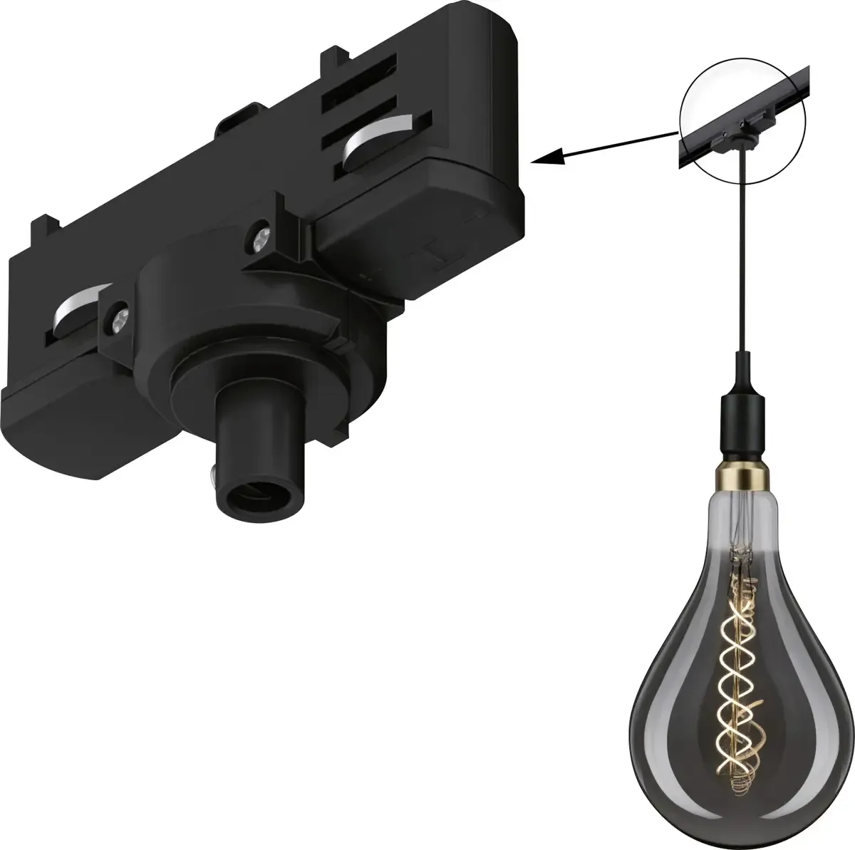 Paulmann 91387 91387 Hochvolt-Schienensystem-Komponente Pendelabhängung ProRail3 Schwarz von Paulmann in Schwarz – Produktfoto