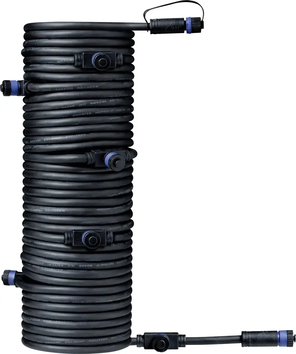Plug & Shine 93931 Kabel 15m, 1 in/7 ut från Paulmann i Svart – produktbild