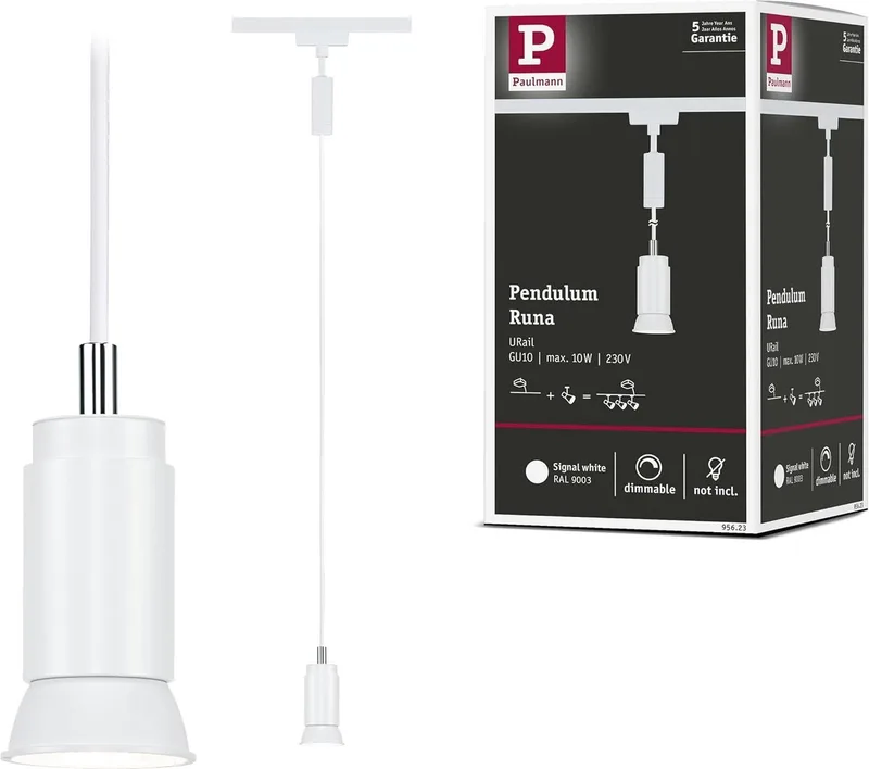 Runa Luminaire sur rail haute tension, Luminaire à suspendre URail GU10 noir (mat) de Paulmann – photo produit