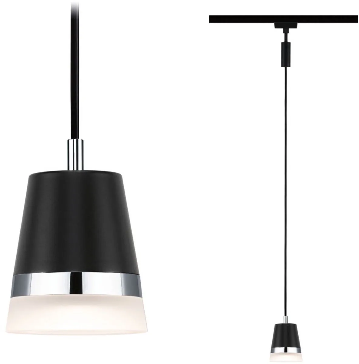 Paulmann 95630 URail Hanglamp Cone GU10 max. 10W dimbaar 230V Matzwart Railverlichtingssysteem - Lamp vrij te kiezen van Paulmann in Zwart – productfoto