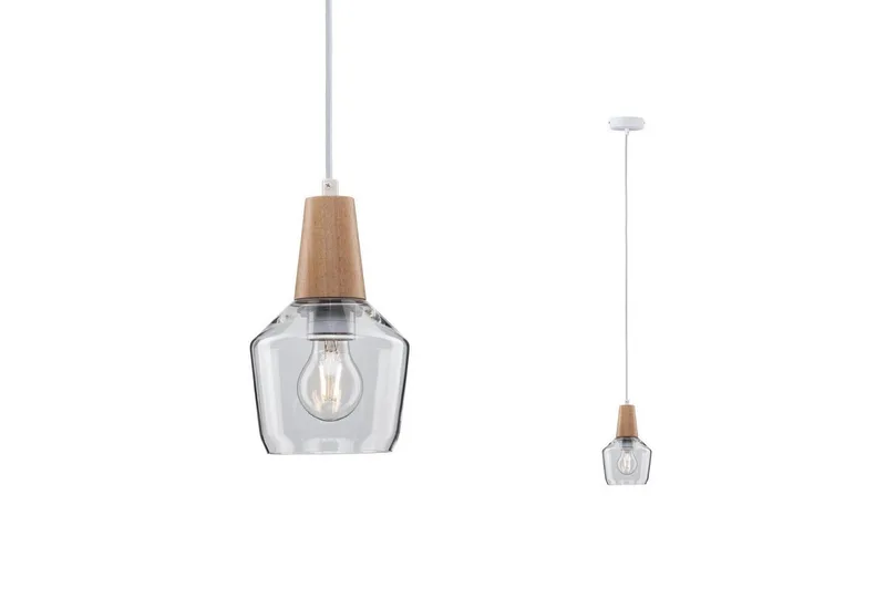 Neordic Ylvie 79745 Luminaire à suspendre LED E27 20 W bois, transparent(e) de Paulmann en Marron – photo produit