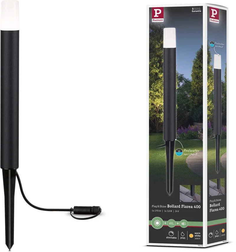 Paulmann 94536 Système déclairage Plug&Shine borne déclairage à LED LED 3 W blanc chaud anthracite de Paulmann en Noir – photo produit