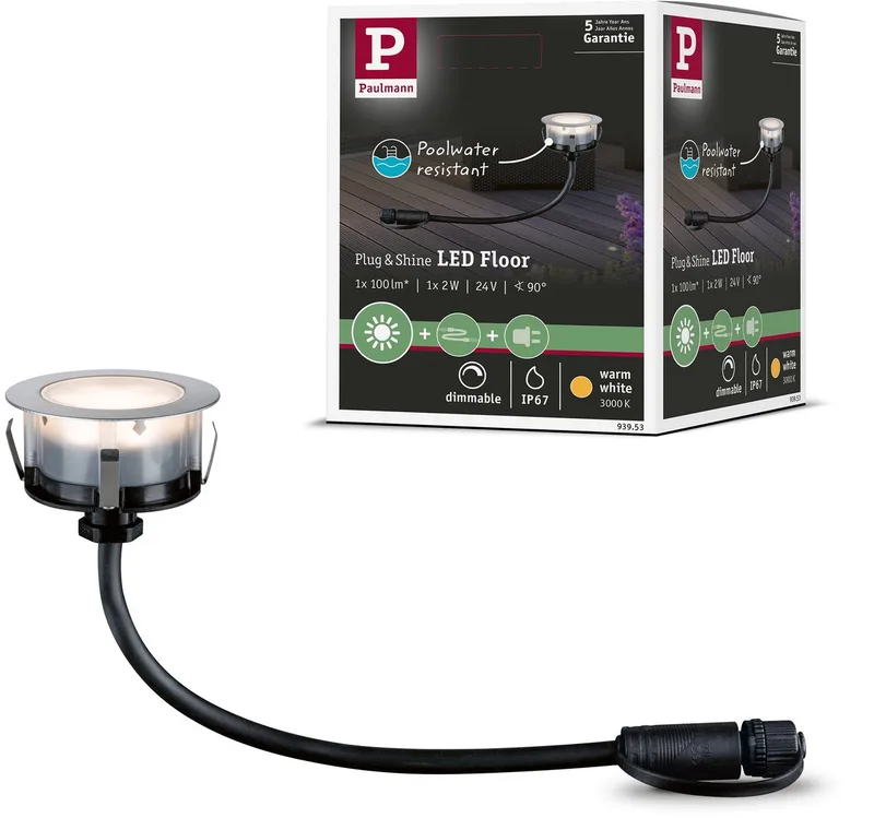 Plug & Shine inbyggnadslampa Golv Eco 3.000K från Paulmann i Silver – produktbild