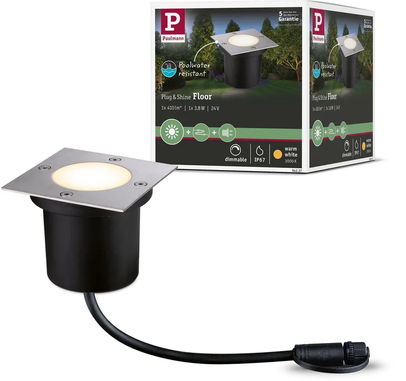 Plug & Shine LED-grondinbouwlamp Floor Losse spot IP67 3000K 3,8W de Paulmann en Edelstaal – photo produit
