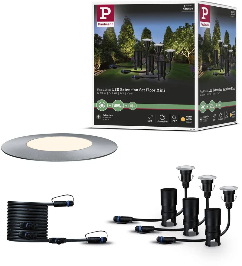 Plug & Shine Floor Mini 3-delt supplement 830 fra Paulmann i Sølv – produktbillede