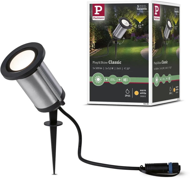 Plug & Shine LED spot med jordspyd Classic fra Paulmann i Antracit – produktbillede