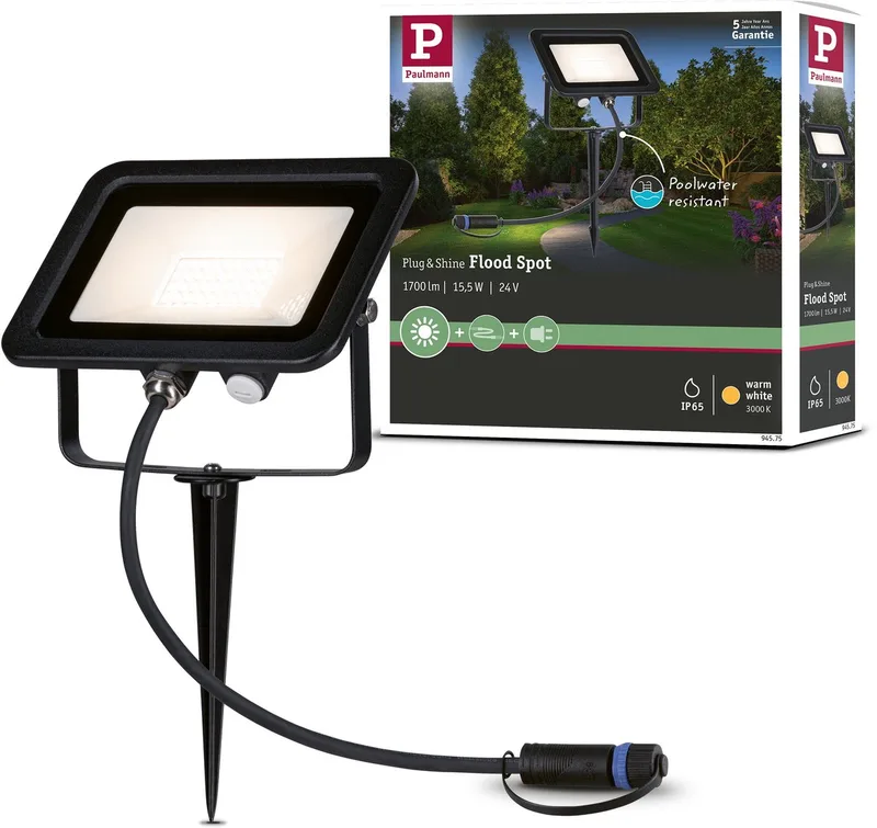 Plug & Shine-strålkastare med spik 16W från Paulmann i Svart – produktbild 1 av 3