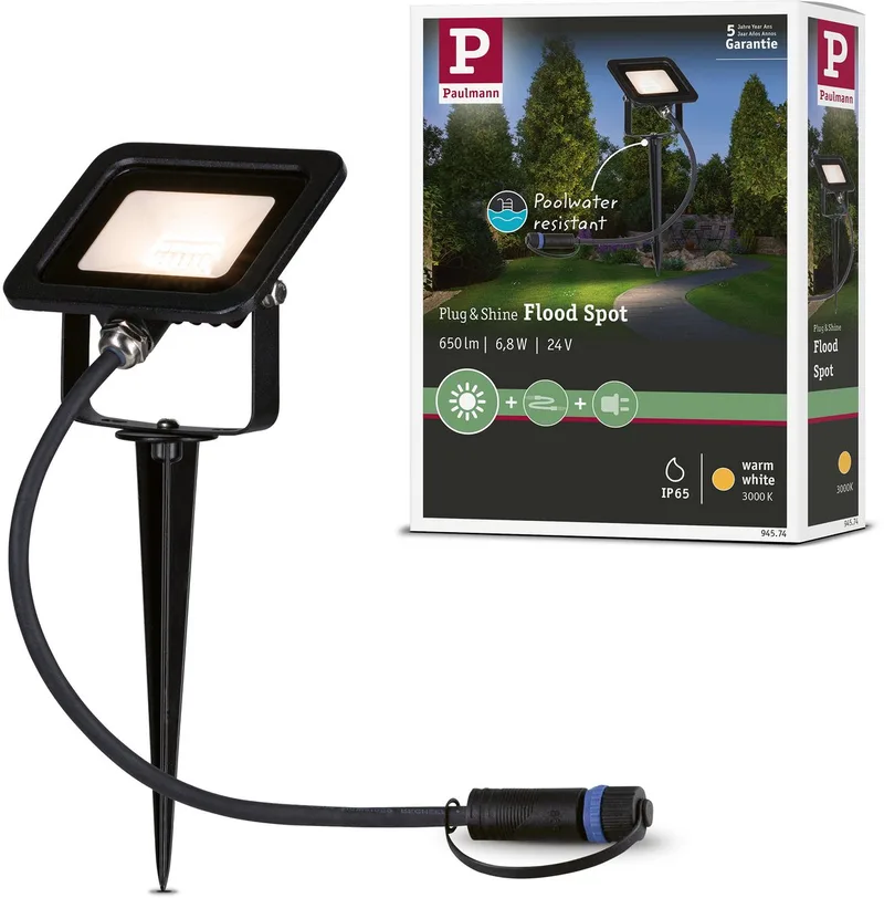 Plug & Shine LED-tuinspots Fluter Losse spot IP65 3000K 6,8W van Paulmann in Zwart – productfoto