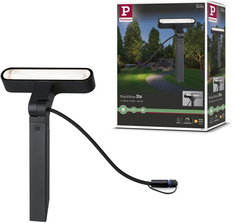 Plug & Shine LED-tuinspots Ito Losse spot Horizontale uitlijning IP65 3000K 6W de Paulmann en Anthracite – photo produit