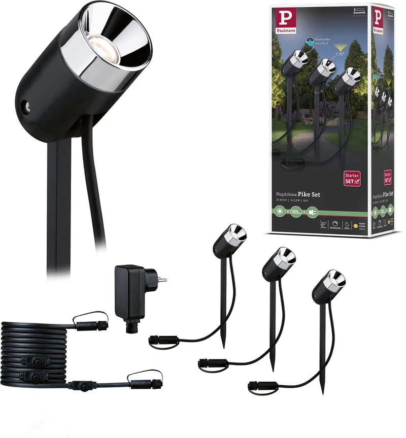 Plug & Shine 3 LED Lampe de Jardin Pike IP65 Anthracite de Paulmann en Anthracite – photo produit
