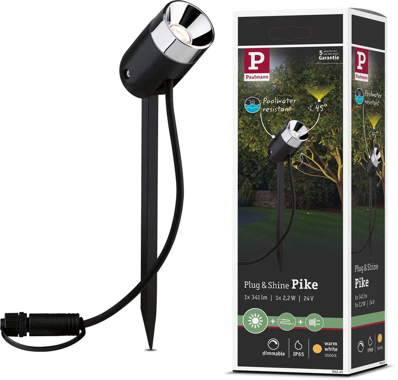 Plug & Shine markspettslampa Pike 3.000K från Paulmann i Antracit – produktbild