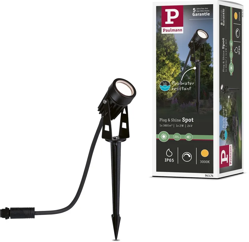 Plug & Shine LED-tuinspots Warm wit Losse spot IP65 3000K 2W von Paulmann in Schwarz – Produktfoto
