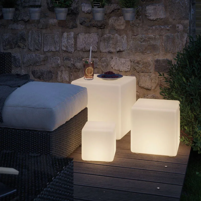 Plug & Shine sfeerlamp Cube 30 cm de Paulmann en Blanc – photo produit