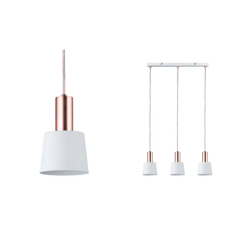 Prachtige hanglamp Haldar - 3-lamps de Paulmann en Blanc, Mat koper – photo produit