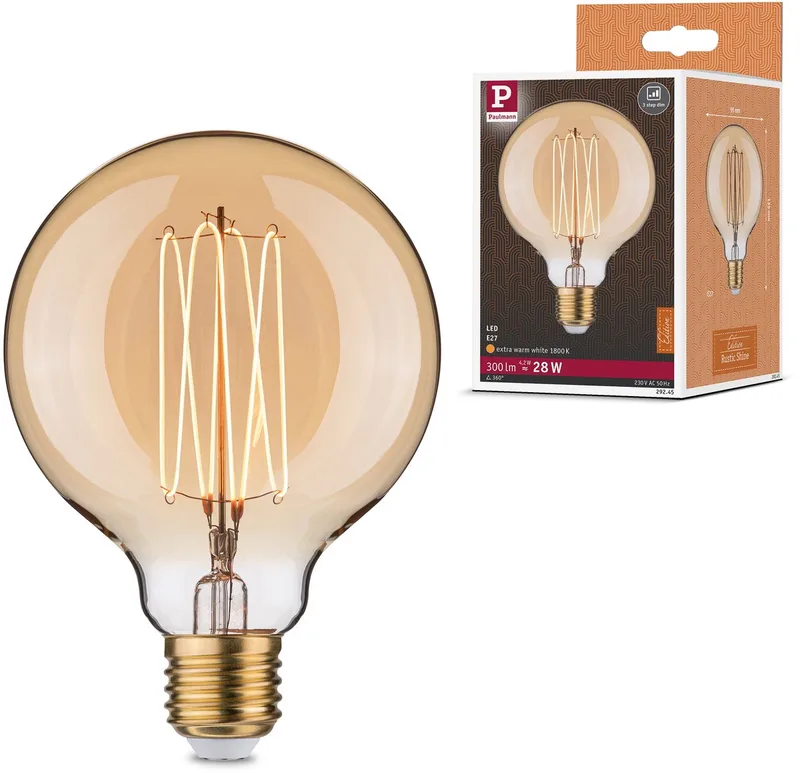 Paulmann 29245 LED E27 forme de globe 4.2 W ambré (Ø x H) 95 mm x 135 mm 1 pc(s) de Paulmann – photo produit