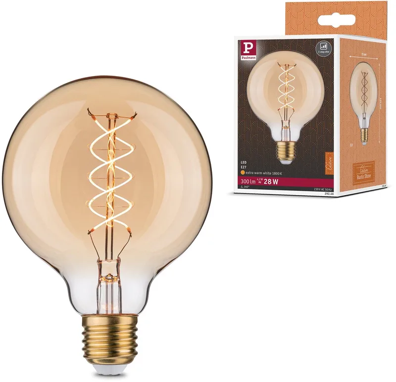 Paulmann 29246 LED E27 Globeform 4.2 W Bernstein (Ø x H) 95 mm x 135 mm 1 St. von Paulmann – Produktfoto