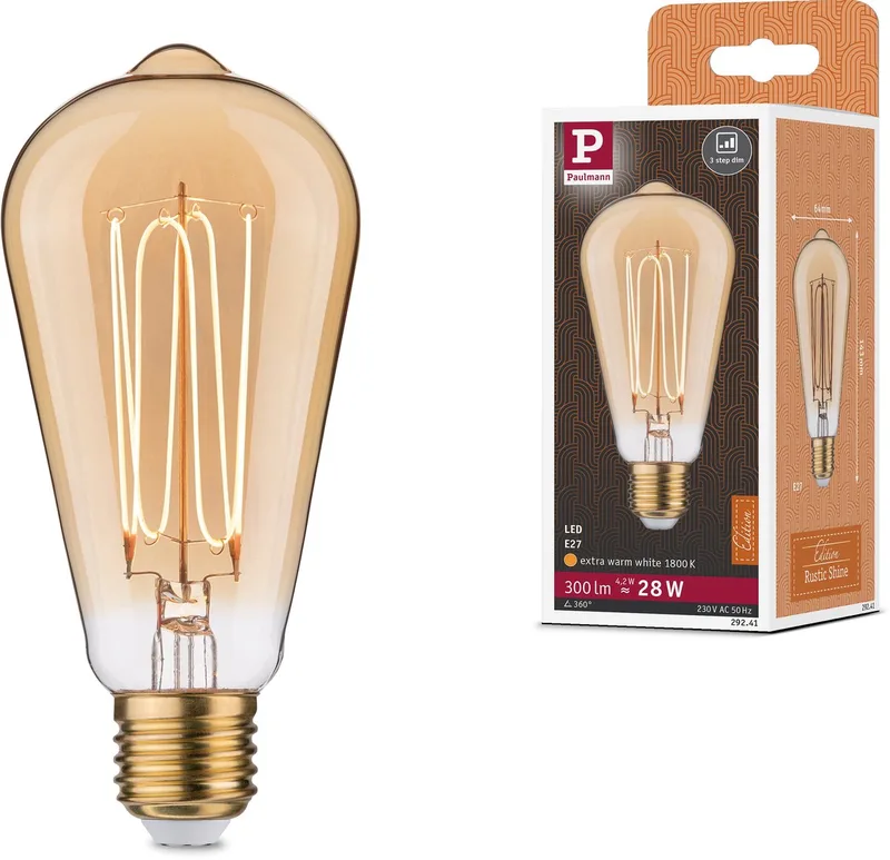 Paulmann 29241 LED E27 forme de globe 4.2 W ambré (Ø x H) 64 mm x 143 mm 1 pc(s) de Paulmann – photo produit