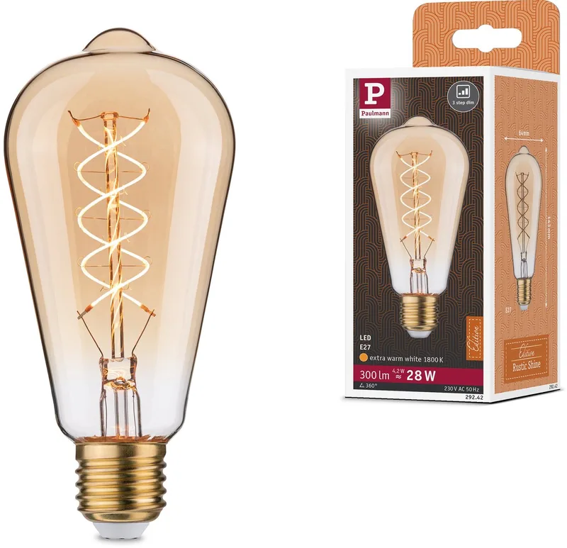 Paulmann 29242 LED E27 forme de globe 4.2 W ambré (Ø x H) 64 mm x 143 mm 1 pc(s) de Paulmann – photo produit