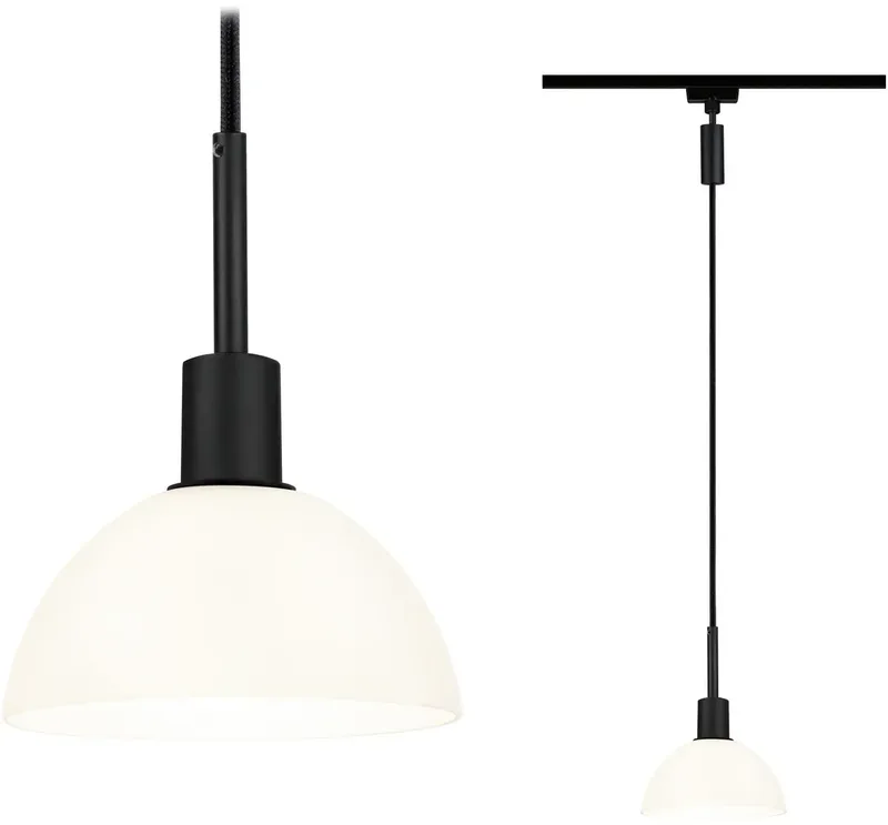 Sarrasani Luminaire à suspendre URail E14 noir (mat), opale de Paulmann en Noir, Opaal – photo produit