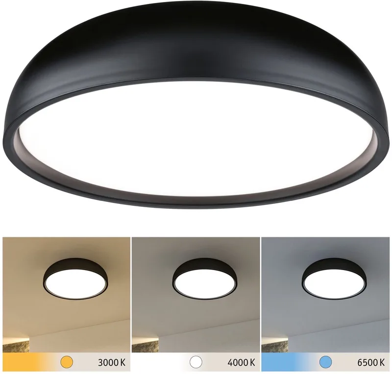 Selection Bathroom LED-plafondlamp Oka IP44 White Switch 950lm 230V 24W fra Paulmann i Zwart mat – produktbillede