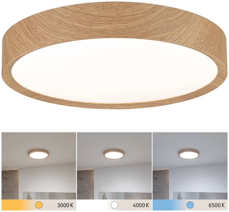 Selection Bathroom LED-plafondlamp Tega IP44 White Switch 1200lm 230V 22,5W van Paulmann in Houtlook – productfoto