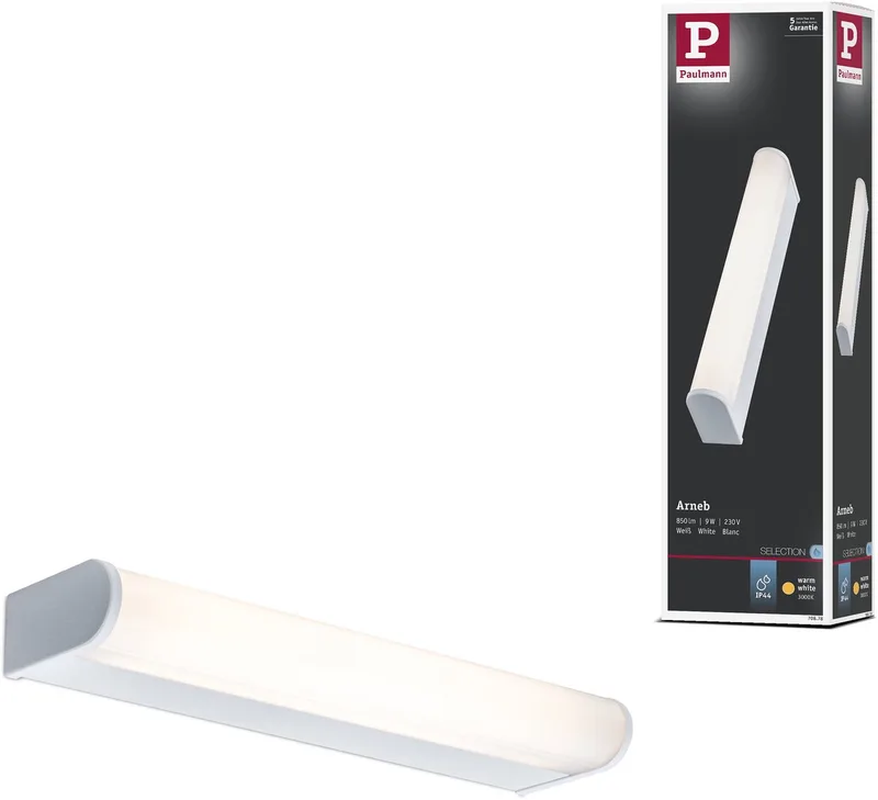 Selection Bathroom LED-wandlamp Arneb IP44 3000K 550lm 230V 9W de Paulmann en Blanc – photo produit